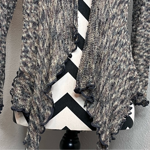 Boho Lagenlook Whimsigoth Forest Fairy Neutral OS Loose Knit Front Tie Cardigan - Picture 5 of 10